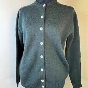 Vintage‎ Wool Like JUNIOR HOUSE Button Up Cardigan Dark Green  SZ4